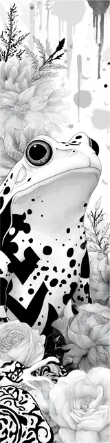 Free printable frog bookmark to color featuring a white frog facing right